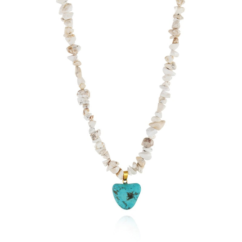 Wholesale Irregular Crushed Stone Beaded Heart Turquoise Necklace